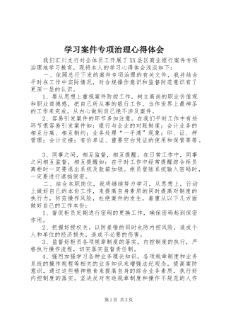 学习案件专项治理心得体会