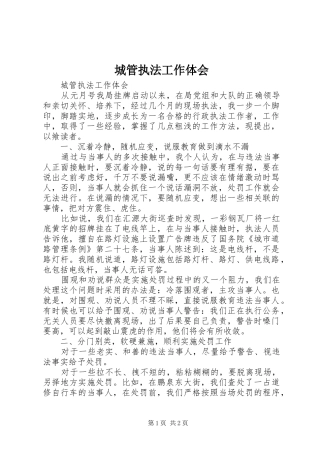 城管执法工作体会