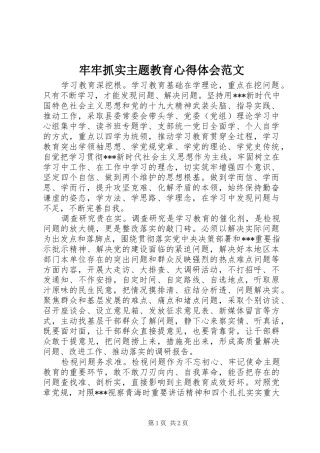 牢牢抓实主题教育心得体会范文