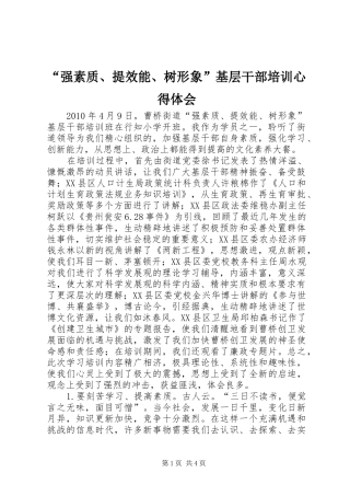 “强素质、提效能、树形象”基层干部培训心得体会