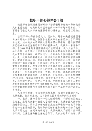 挂职干部心得体会3篇