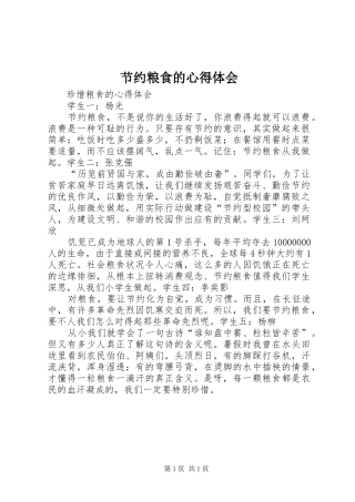 节约粮食的心得体会