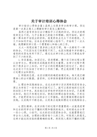 关于审计培训心得体会