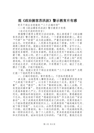 观《政治掮客苏洪波》警示教育片有感