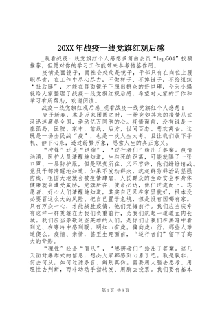 20XX年战疫一线党旗红观后感
