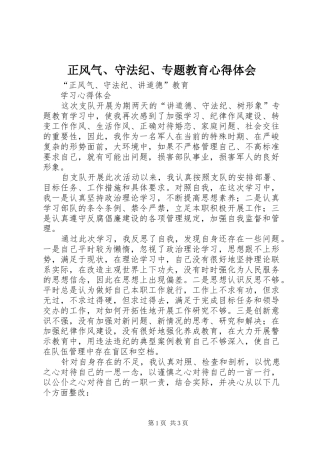 正风气、守法纪、专题教育心得体会