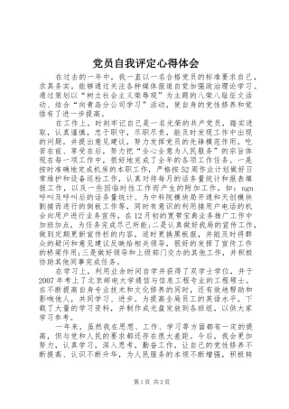 党员自我评定心得体会