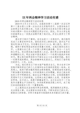 XX年两会精神学习活动有感