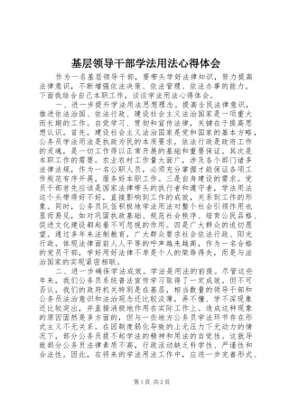 基层领导干部学法用法心得体会