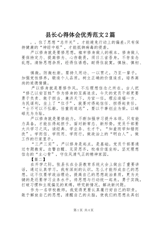 县长心得体会优秀范文2篇