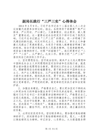 副局长践行“三严三实”心得体会