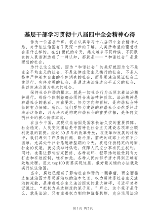 基层干部学习贯彻十八届四中全会精神心得