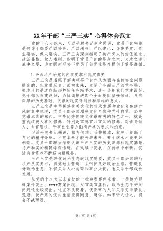 XX年干部“三严三实”心得体会范文