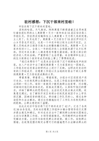 驻村感想：下沉干部来村里啦！