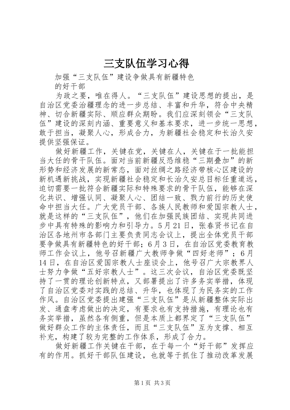 三支队伍学习心得_第1页