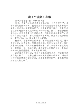 读《小说集》有感