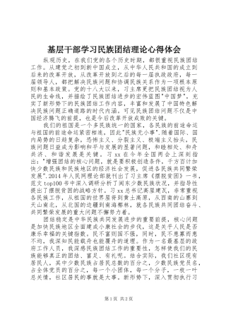 基层干部学习民族团结理论心得体会