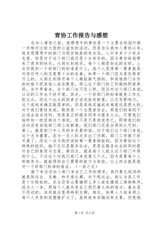 青协工作报告与感想