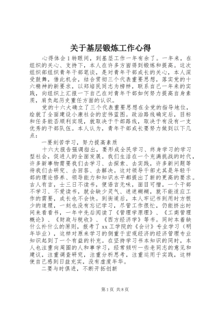 关于基层锻炼工作心得