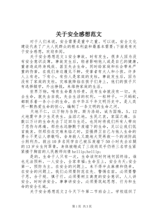 关于安全感想范文