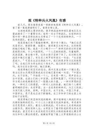 观《特种兵火凤凰》有感