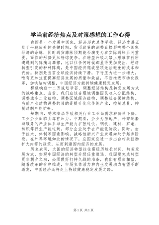 学当前经济焦点及对策感想的工作心得