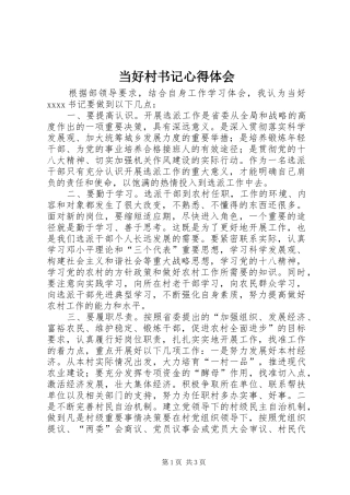 当好村书记心得体会