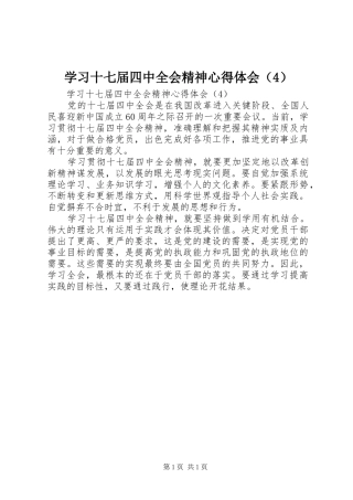 学习十七届四中全会精神心得体会（4）