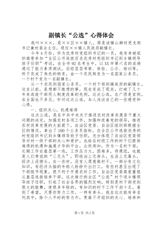 副镇长“公选”心得体会