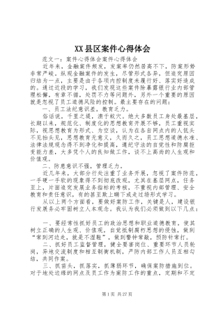 XX县区案件心得体会