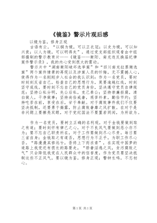《镜鉴》警示片观后感