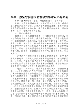 两学一做坚守信仰信念增强规矩意识心得体会