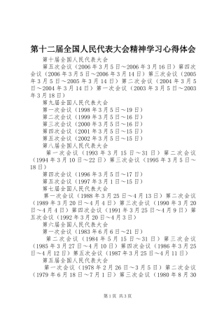 第十二届全国人民代表大会精神学习心得体会