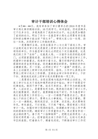 审计干部培训心得体会