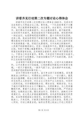 讲看齐见行动第二次专题讨论心得体会