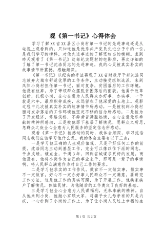 观《第一书记》心得体会