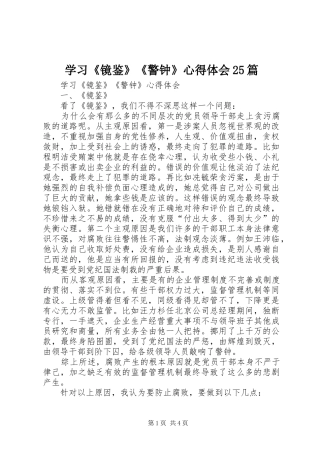 学习《镜鉴》《警钟》心得体会25篇