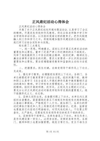 正风肃纪活动心得体会