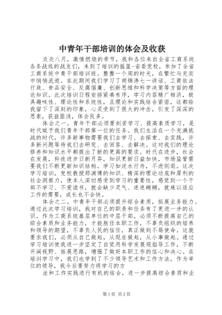 中青年干部培训的体会及收获