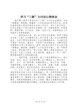学习“三新”大讨论心得体会