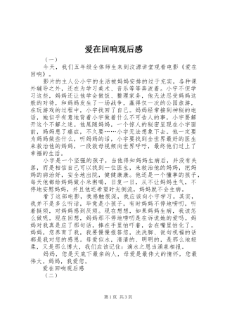爱在回响观后感