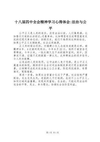 十八届四中全会精神学习心得体会-法治与公平