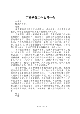 丁涛扶贫工作心得体会