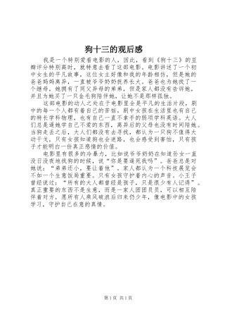 狗十三的观后感