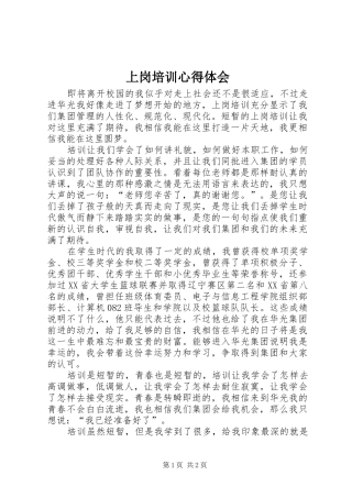 上岗培训心得体会