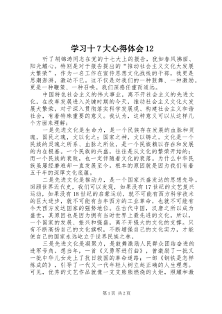 学习十7大心得体会12