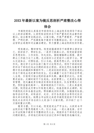 20XX年最新以案为镜反思剖析严肃整改心得体会