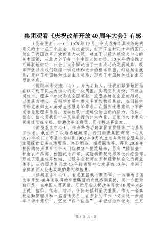 集团观看《庆祝改革开放40周年大会》有感