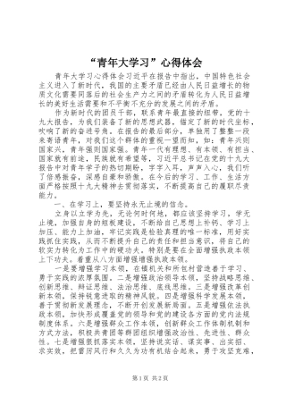 “青年大学习”心得体会