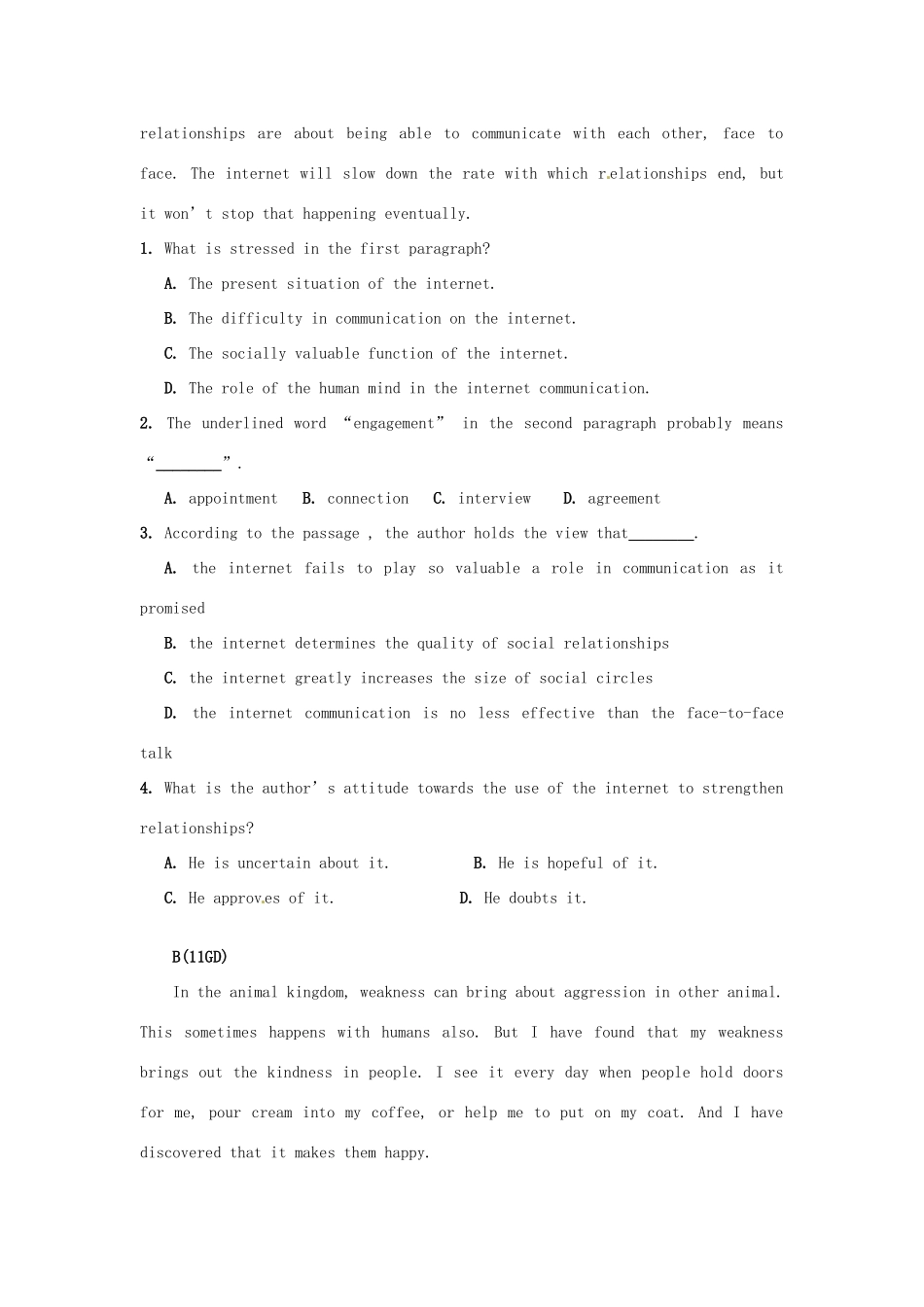 高三英语 上学期读写备考训练7考试卷_第2页